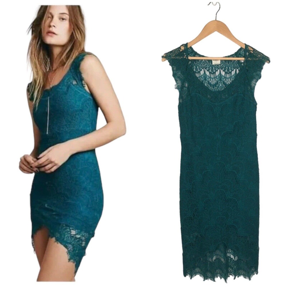 Free People Teal Lace Mini Dress